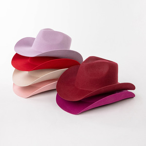 Chapeau de cowboy en feutre 100% laine à large bord (57cm-59cm), coloré, pour l'extérieur, printemps-automne, tendance, décontracté, style jazz, pour femmes et hommes - Product Image 1