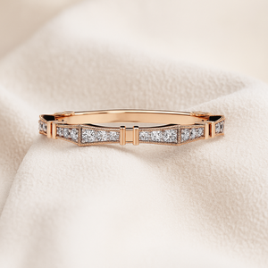 แหวนเพชรทรงกลมคุณภาพสูง VVS แบบ Eternity Band ตัวเรือนทองคำขาว 14K ดีไซน์ลายไม้ไผ่ สไตล์ฝรั่งเศสทันสมัยสำหรับผู้หญิง - Product Image 5