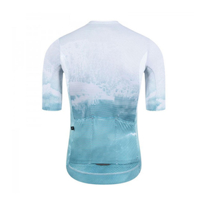 <b>White</b> Blue Gradient Quick Dry 100% Polyester Short Sleeve <b>Cycling</b> <b>Jersey</b> Full Zip Unisex Sport Wear - Product Image 4