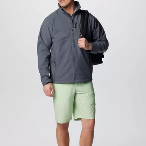 Chaqueta de Forro Polar Gris para Hombre, Cuello Alto, Cierre de Cremallera, Resistente al Viento, Informal, para Otoño, Corte Regular, Color Sólido, Material de Poliéster - Product Image 3