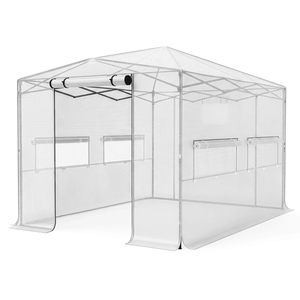 Serra Pieghevole 8x12ft in Plastica con Tubi in Ferro Verniciato e Rete in PE, Bianca, per Giardino - Product Image 1