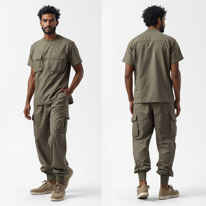 Pantalon long en toile imperméable et respirant pour homme, coupe décontractée, style streetwear, avec fermeture éclair sur le devant - Product Image 2