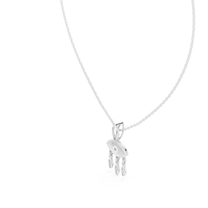 จี้เพชรทรงกลมทองคำโรสโกลด์ 14K สำหรับผู้หญิง |   ชุดเจ้าสาว |   เพชรที่เพิ่งเพาะเลี้ยง - Product Image 5