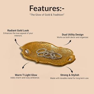 Golden Art Deco Decorative Serving Tray Heat Resistant Handle Gold-Plated Aluminium Platter for Home Decor Coffee <b>Table</b> Wedding - Product Image 4