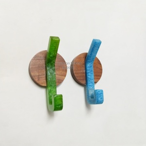 Artisan Wooden <b>Wall</b> <b>Hook</b> with Glossy Blue Resin <b>Hook</b> Luxury Decorative Resin <b>Wall</b> <b>Hook</b> <b>for</b> Bedroom Entryway Coat and <b>Key</b> hanging - Product Image 6