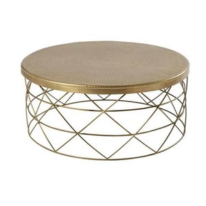Modern Brass <b>Coffee</b> <b>Table</b> With Geometric <b>Wire</b> Base Handmade Contemporary Design Living Room Furniture - Product Image 3