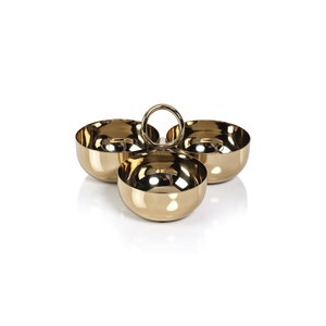 Luxury Metal Serving Bowl Set with <b>Tree</b> Handle Leaf Design Three Section Snack Server Decorative Dry Fruit Tray Premium <b>Tabletop</b> - Product Image 3
