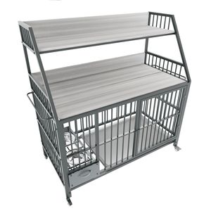 Jaula Grande de Doble Capa para Mascotas con Cajones de Acero Inoxidable para Comida y Agua, Estante de Hierro y Estante de Almacenamiento para Familias con Múltiples Mascotas - Product Image 4
