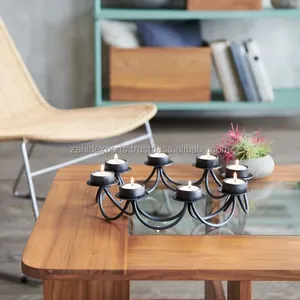 Modern <b>Bamboo</b> Candle Holder for Living Room Coffee <b>Table</b> Home Decor Handmade Artistic Round Design - Product Image 1