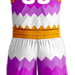 Custom Purple Geometric Basketball Uniform Set Sleeveless Quick Dry Unisex Adult Sublimated Print With Name And Number - Product Image 5