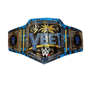 Cintura del Campionato WWE con Design 'YEET' e Decorazioni a Palma, Edizione Premium con Accenti Blu e Oro per Fan e Collezionisti - Product Image 1