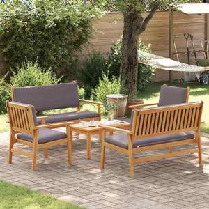 5-Piece Brown Solid Acacia Wood Garden <b>Sofa</b> <b>Set</b> - Product Image 4