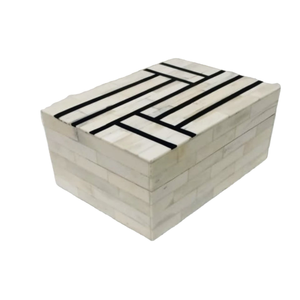 Decorative Bone Inlay Jewelry <b>Box</b> | Handmade Storage <b>Box</b> Black White Geometric <b>Box</b> | Luxury Home Decor <b>Gift</b> <b>Box</b> Table Decor - Product Image 1