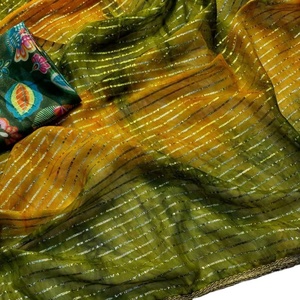 Ensemble Salwar semi-couture pour femme en Georgette de viscose MOTI, avec broderie riche et imprimé numérique léger, style traditionnel indien - Product Image 1