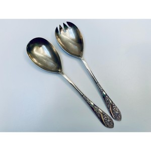 Ensemble de cuillères à salade de qualité supérieure, design floral en métal, ustensiles de service élégants pour la table - Product Image 5