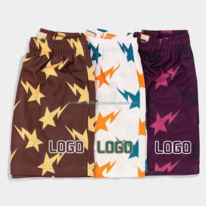 Short de basket-ball pour hommes avec logo personnalisé véritable tissu à mailles épaisses à double couche Style décontracté extensible caractéristique maille imprimée par sublimation - Product Image 1
