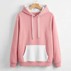 <b>Pink</b> Unisex Hooded <b>Sweatshirt</b> Solid Color Cotton Fleece Oversized Casual Pocket Autumn Knitted Style Hoodie - Product Image 1