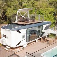 Maison préfabriquée écologique de luxe avec 2 chambres, cuisine, structure en acier, capsule spatiale, pod pour la vente d'hôtels