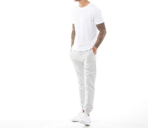 <b>Men's</b> <b>White</b> Elastic Waist Sweatpants Casual Knitted Midweight Plain Dyed Autumn Style - Product Image 1