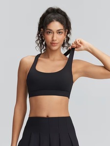 Ladies Arched Back Sport Brassiere Breathable Cutout Running Vest High Elasticity Athletic Crop Top Removable <b>Pads</b> Wholesale - Product Image 2