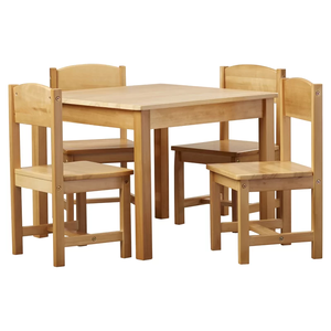 Juego de mesa y 4 sillas de granja de madera maciza de diseño moderno ergonómico para niños pequeños y niños en edad preescolar uso escolar - Product Image 1