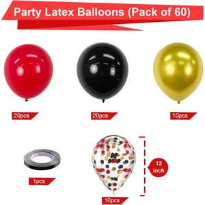 60 Palloncini Metallizzati Rossi, Neri e Dorati da 12 Pollici, Palloncini per Feste di Compleanno, Capodanno ed Eventi da Casinò - Product Image 3