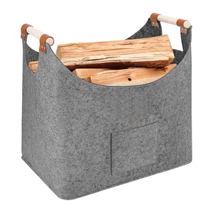 Cesto Porta Legna <span class=keywords><strong>in</strong></span> <span class=keywords><strong>Feltro</strong></span> Pieghevole, <span class=keywords><strong>Borsa</strong></span> Porta Legna di Grande Capacità con Manico, Organizzatore per Caminetto Interno - Product Image 1