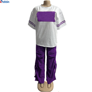 Conjunto de Dos Piezas Personalizado de Alta Calidad, Camiseta de Manga Corta Informal para Mujer, Tejido Transpirable de Peso Medio, Ecológico, y Pantalones Cargo - Product Image 3