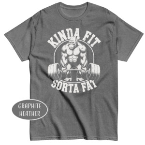 Kinda Fit Sorta Fat <b>Gorilla</b> Graphic <b>T</b>-<b>Shirt</b> Men's Short Sleeve Casual O-Neck Regular Fit Breathable Fitness Casual Gym <b>T</b>-<b>Shirts</b> - Product Image 1