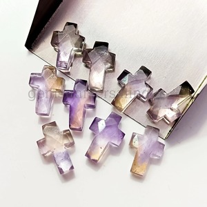 Ametrine naturelle en forme de croix sacrée 15 mm, pierre précieuse sculptée à la main, pierre brute pour la fabrication de bijoux, prix de gros, fournitures en vrac - Product Image 2