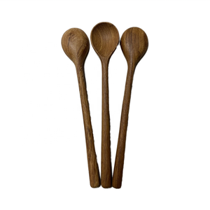 Cuillère en bois sculptée à la main avec manche en feuille de fleur utilisée pour servir des fourchettes de cuisine résistantes à la chaleur ensemble cadeaux maison restaurant fête - Product Image 2