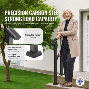 Kit Corrimano per Scale a 1-2 Gradini in Acciaio al Carbonio, Dispositivo di Assistenza per Esterni, Facile Installazione - Product Image 6