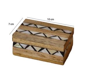Mango Wood Incense Burner Set Bulk Luxury Wooden Bakhoor Censer with <b>Matching</b> Storage <b>Box</b> and Tray Geometric Zigzag Pattern - Product Image 4