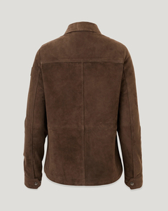Unisex Brown <b>Suede</b> Safari <b>Jacket</b> Utility Style Full Sleeve Turn-down Collar Single Breasted Zipper Closure Breathable Wool - Product Image 2