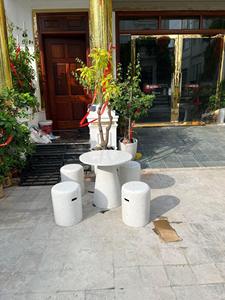 Mesa de Centro Redonda de Cemento de Lujo con Base Central Tipo Pedestal, Duradera y Fácil de Limpiar, para Sala de Estar - Product Image 2