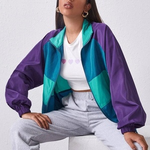 Low MOQ 2026 Autumn Color Block Drawstring Windbreaker <b>Jacket</b> for <b>Women</b> Custom Full Zipper <b>Women</b> Vintage <b>Jacket</b> Windbreakers - Product Image 2