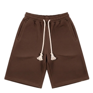 Pantalones cortos tipo Bermuda de algodón de color sólido para hombre, con cordón en la cintura y bolsillos, estilo casual, cintura media, tejido de punto - Product Image 5
