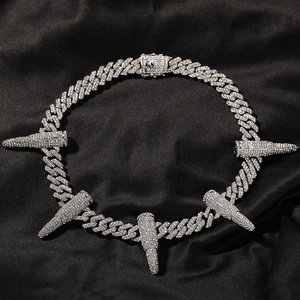 สร้อยคอคิวบันลิงค์แบบ Iced Out ชุบโรเดียม ประดับเพชรซิร์คอน สไตล์ฮิปฮอปสำหรับผู้ชาย - Product Image 1