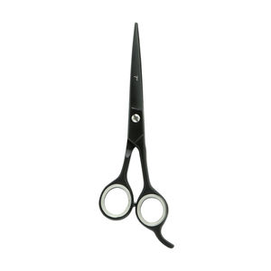 Ciseaux de coiffure professionnels noirs de 5,5 pouces, à lame droite, en acier inoxydable tranchant, pour barbier, avec grandes poignées ergonomiques - Product Image 2