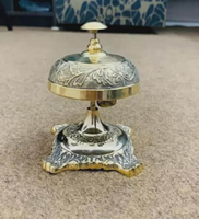 Cloche de service de restaurant de luxe ornée, cloche de table vintage en laiton, cloche décorative pour comptoir de réception d'hôtel, cloche pour café et bureau de restauration