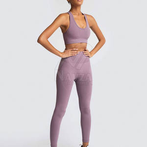 Ensemble de yoga sans couture de haute qualité pour femmes, 2 pièces, vêtements de sport pour la gym - Product Image 5