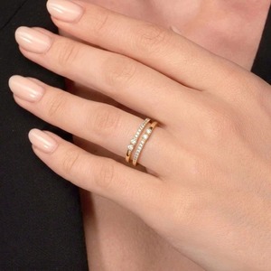 Anillo de Boda de Doble Hilera con Diamantes de Corte Redondo de 2.00CT en Oro Amarillo de 9K para Mujer, Joyería Fina Personalizada - Product Image 5