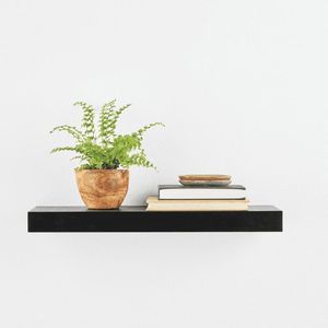 Set di 2 Mensole Galleggianti in Legno Nero da 18 Pollici per Soggiorno Moderno e Cucina, Espositori Decorativi - Product Image 2