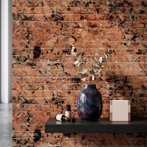 Revestimiento de Piedra de Mármol Rojo Mega de Calidad Premium para Exportación, con Superficie Desgastada, para Paredes de Villas y Hoteles, Diseño Moderno - Product Image 6