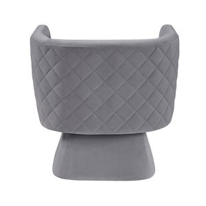 Sedia Girevole in Legno Massello con Tessuto in Velluto Grigio, Schienale con Motivo a Rombi, Sedia Comfort per Arredamento Soggiorno, 1 Pezzo - Product Image 6