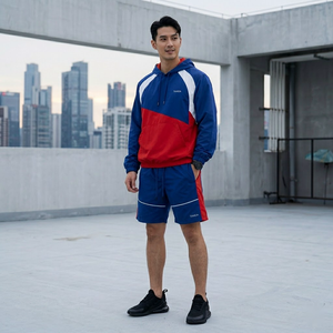 Custom Waterproof Windbreaker <b>Jacket</b> & <b>Shorts</b> Set | Lightweight Nylon Hoodie Joggers Summer Tracksuit <b>Short</b> Set - Product Image 2