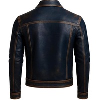 Veste en cuir d'agneau brun vieilli pour homme - Veste de motard vintage authentique style western pour homme