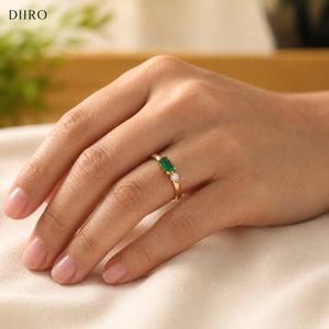 Anillo de Compromiso de Plata de Ley 925 con Gema de Corte Esmeralda para Mujer, Anillo de Propuesta con Moissanita - Product Image 4