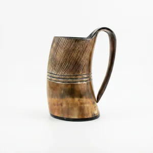Mug en corne de buffle fait main, forme naturelle, sculpté, art rustique, objet de collection, durable, authentique, médiéval, viking, fait main - Product Image 6