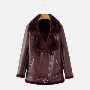 Chaqueta de Cuero para Hombre Estilo Motero con Forro de Piel Sintética, Cierre de Cremallera y Cuello Camisero - Product Image 1
